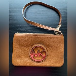 Michael Kors Brown/Tan Leather Wristlet